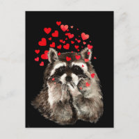 Cute Raccoon souffler Baisers Amour Coeurs