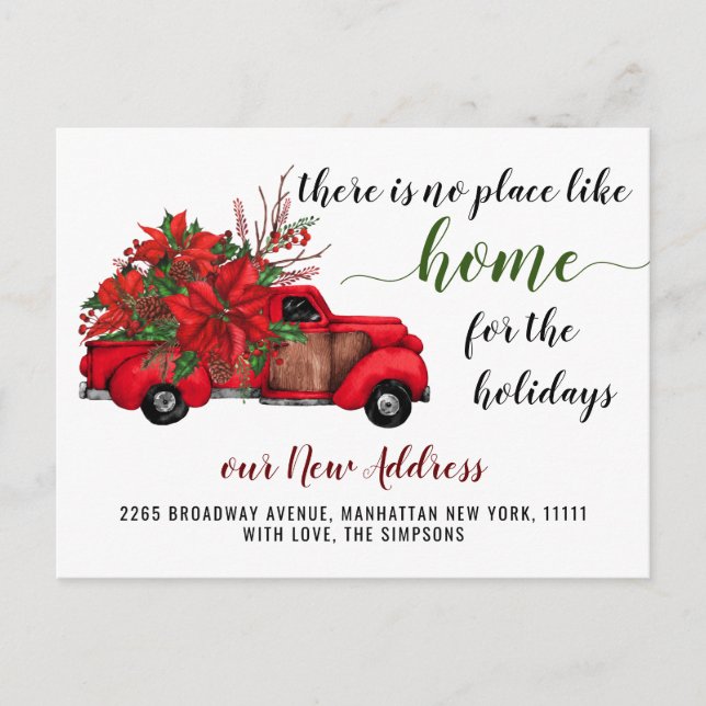 Carte Postale Cute Red Christmas Truck Moving Faire-part (Devant)