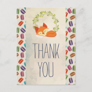 Carte Postale Cute Renard orange avec Merci de couronne