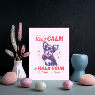 Carte Postale Cute Retro Chihuahua avec Bowtie rose - Gardez le 