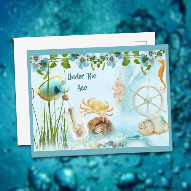 Carte Postale Cute Retro Under the Sea Collage (Créateur téléchargé)
