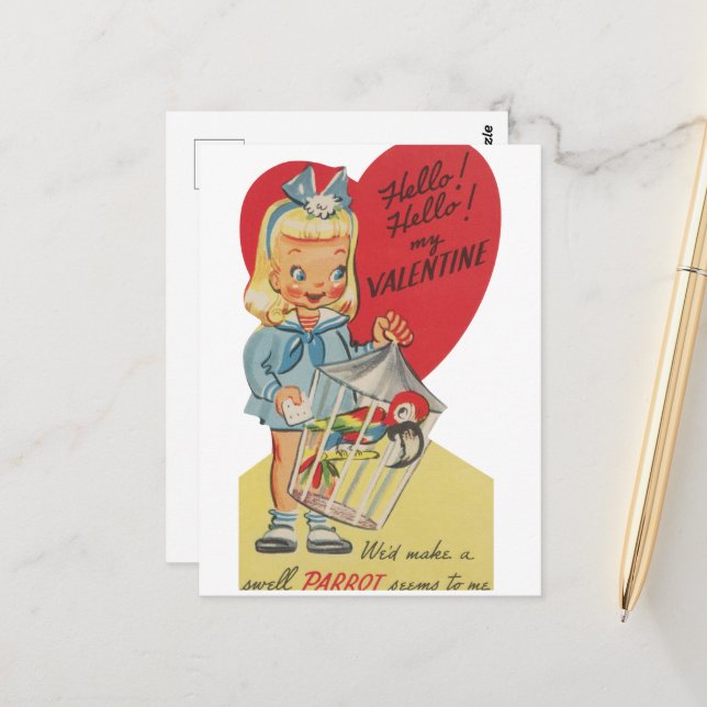 Carte Postale Cute retro vintage (Devant/Arrière en situation)