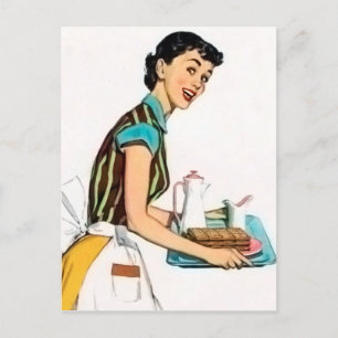 Carte postale Cute rétro vintage serveuse