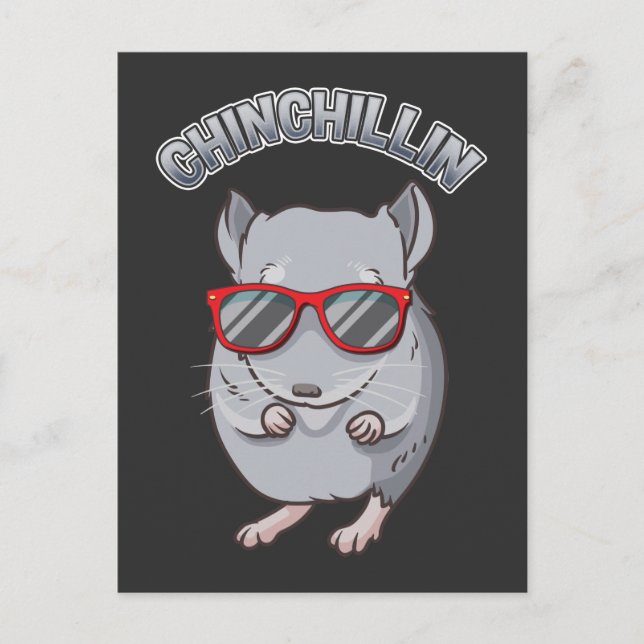Carte Postale Cute Rodent Chinchilla avec lunettes de soleil (Devant)