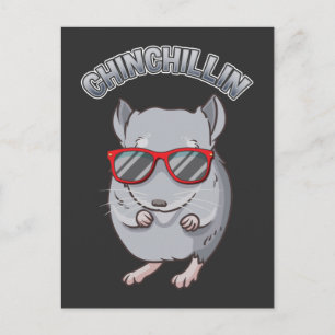 Carte Postale Cute Rodent Chinchilla with Sunglasses