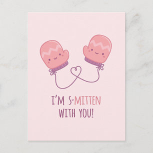 Carte Postale Cute Rose Mittens Ensemble pour toujours amour Pun