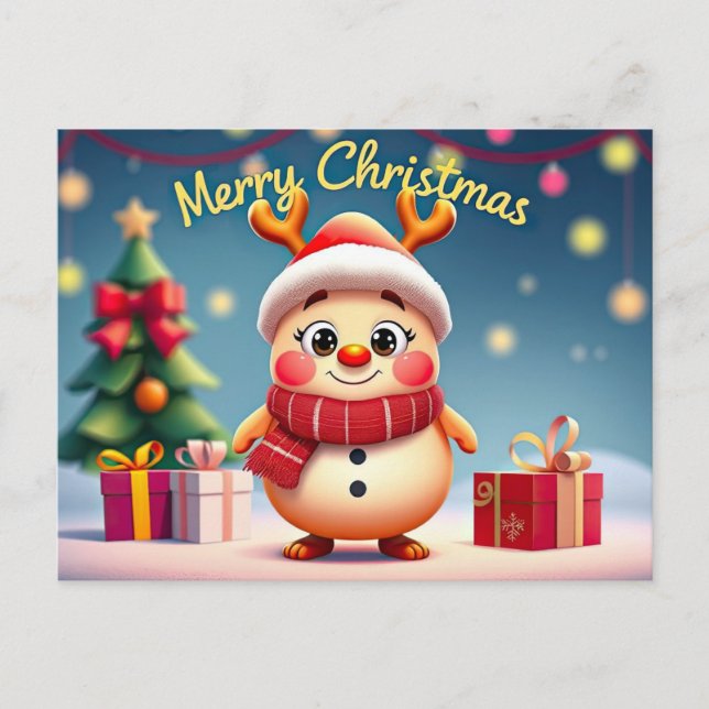 Carte Postale Cute Rudolph Reindeer Joyeux Noël (Devant)