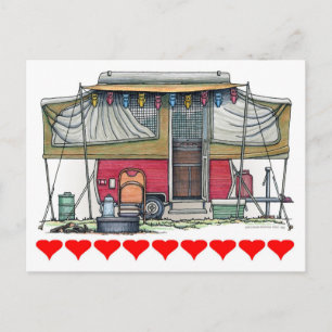 Carte Postale Cute RV Vintage Popup Camper Travel Trailer