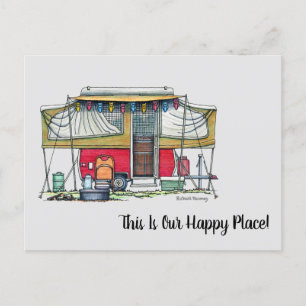 Carte Postale Cute RV Vintage Popup Camper Travel Trailer