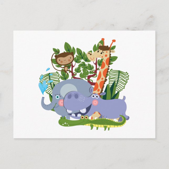 Carte Postale Cute Safari Animals (Devant)