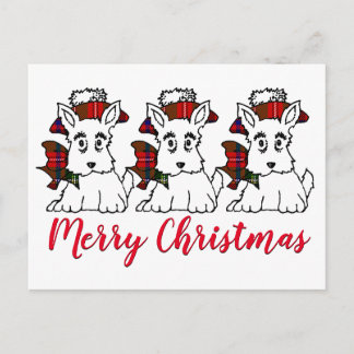 Carte Postale Cute Scotties Plaid Casquettes et vaches