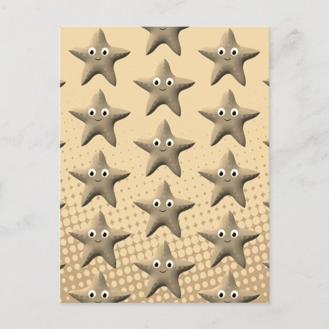Carte Postale Cute Sepia Starfish Motif (Devant)