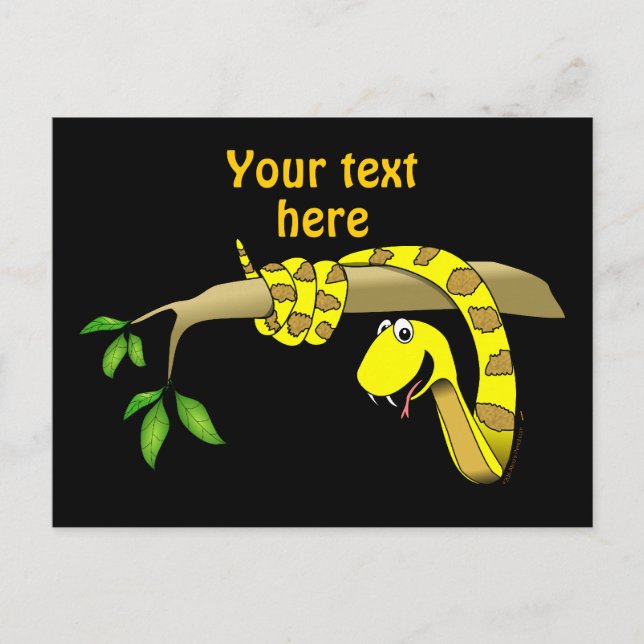 Carte Postale Cute serpent jaune caricature dans un reptile d'ar (Devant)