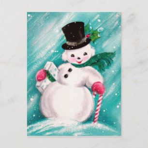 Carte Postale Cute Snowman Girl