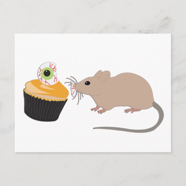 Carte Postale Cute souris manger Halloween Eyeball Cupcake (Devant)