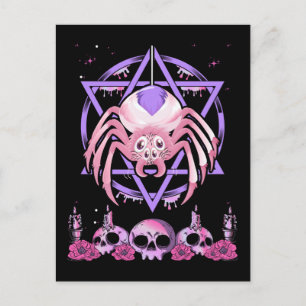 Carte Postale Cute Spider Satan Moon Pastel Goth Kawaii