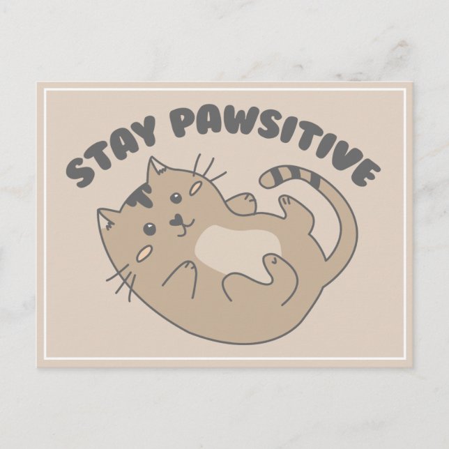 Carte Postale Cute Stay Positive Chat Get Well Pun (Devant)