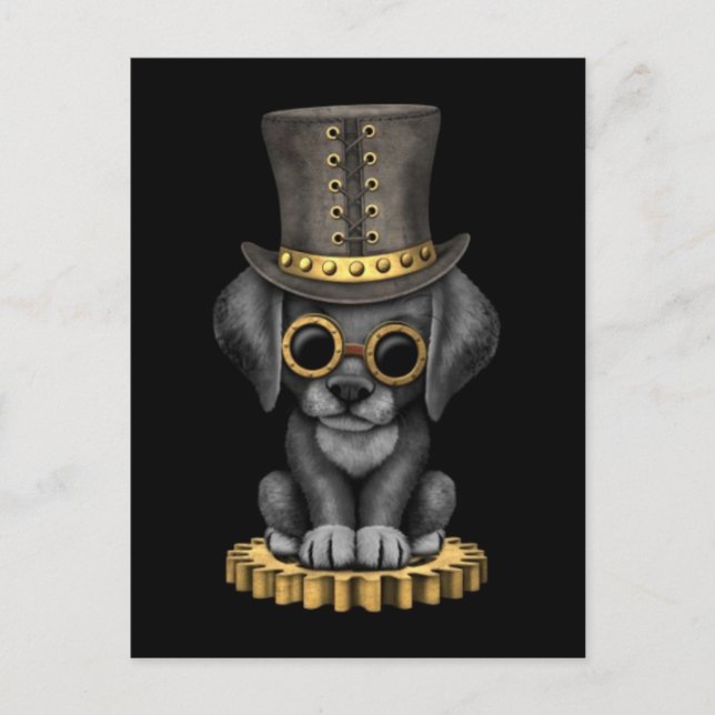 Carte Postale Cute Steampunk Black Lab Chien Chien Chien Chien,  (Devant)