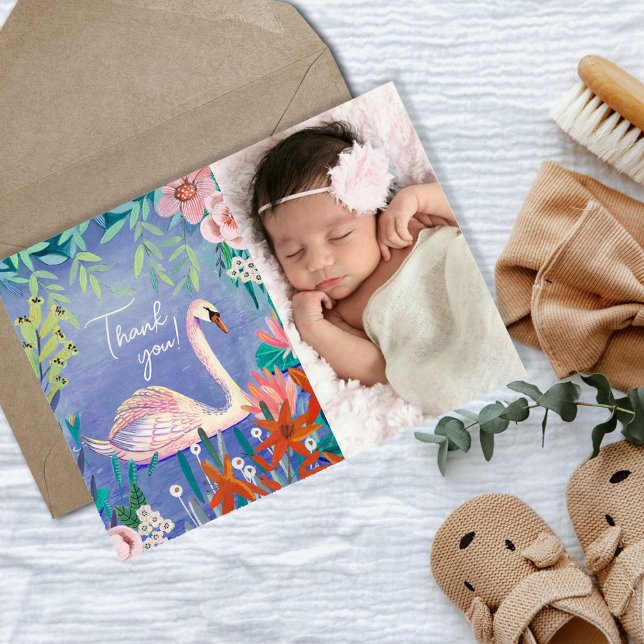 Carte Postale Cute Swan Princess Floral Merci (Créateur téléchargé)