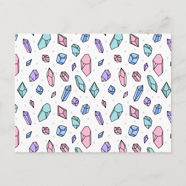 Carte Postale Cute tendance Pastel Gemstones Gems Crystal Motif (Devant)