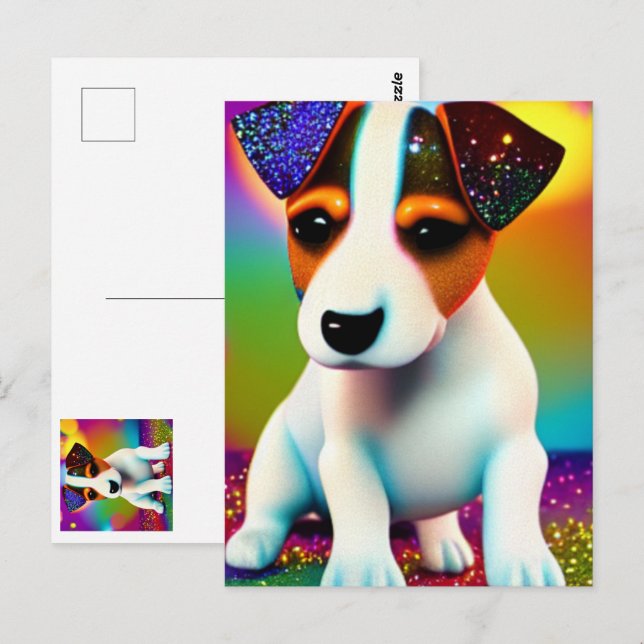 Carte Postale Cute Terrier Puppy Sparkle Gros plan (Devant / Derrière)