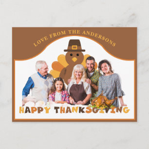 Carte Postale Cute Thanksgiving dinde arrière-plan groupe photo