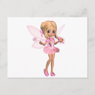 Carte Postale Cute Toon Ballerina Fée en rose - debout
