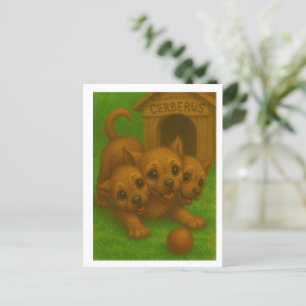 Carte Postale Cute Trois Têtes Chiot-Eyed Cerberus Imaginaire Ar