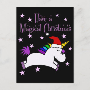 Carte Postale Cute unicorn Avoir un dessin magique de Noël