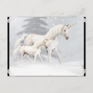 Carte Postale Cute Unicornes Dans La Neige 1