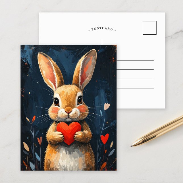 Carte Postale Cute Valentine Bunny Modern Art (Créateur téléchargé)