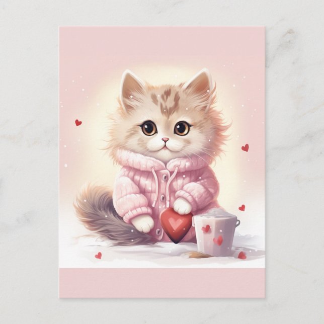 Carte Postale Cute Valentine kitty (Devant)