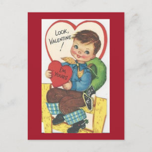 Carte Postale Cute Vintage Cowboy Valentine des années 1950