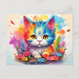 Carte Postale Cute Watercolor Cat # 9
