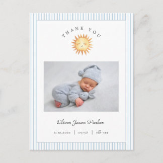 Carte Postale Cute watercolor sun Baby Boy Birth Announcement