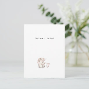 Carte Postale Cute Watercolour Rabbits Welcome New Baby Card