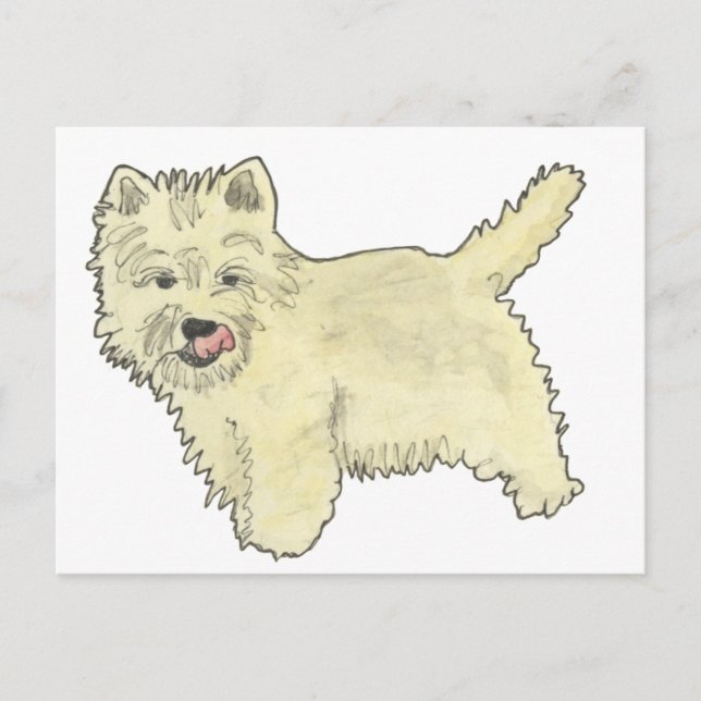 Carte Postale Cute West Highland Terrier Funny Chien Art Design (Devant)