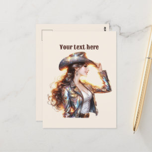 Carte Postale Cute Western Cowgirl ajouter un message