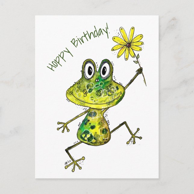 Carte Postale Cute Whimsical Happy Frog (Devant)