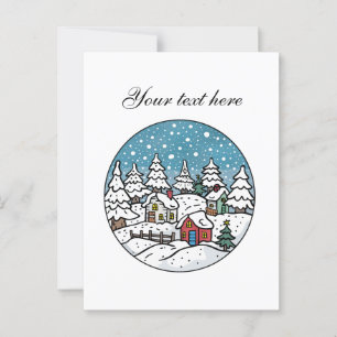 Carte Postale Cute Winter scène personnalisable
