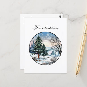 Carte Postale Cute Winter scène personnalisable