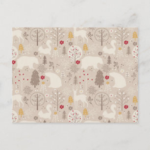 Carte Postale Cute Woodland Animaux Motifs nordiques