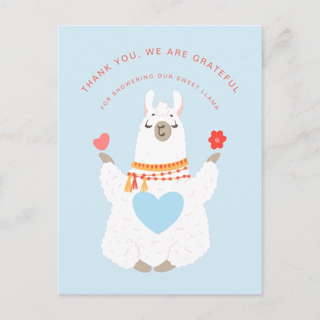 Carte Postale Cute Yoga Llama Baby shower Merci (Devant)