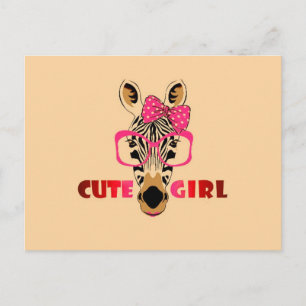 Carte Postale Cute Zebra Connaît Une Fille Mignonne; Dessin & Sl