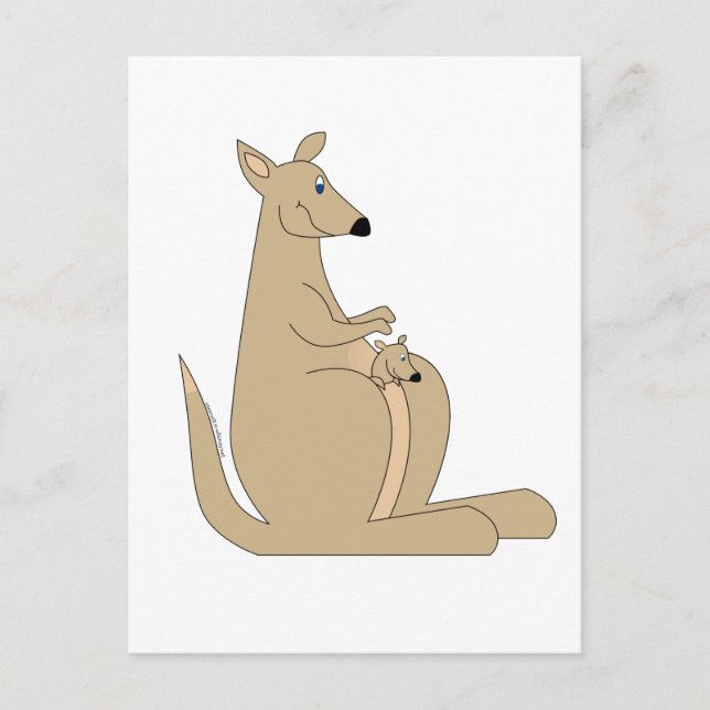 Carte Postale Cutest caricature kangourou avec des cadeaux de bé (Devant)