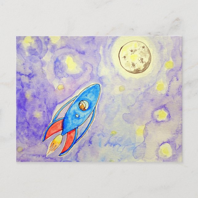 Carte Postale Cutie la roquette de cochon de Guinée à la Lune (Devant)