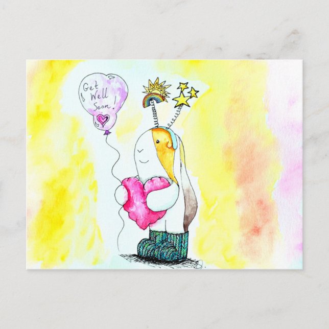 Carte Postale Cutie the Guinea Pig Get Well Bientôt Illustration (Devant)