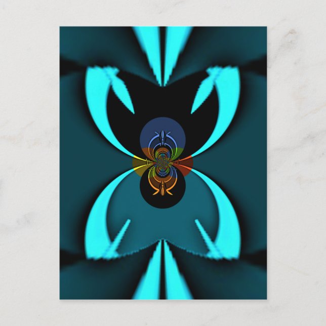 Carte Postale Cyan Abstrait Art Print (Devant)