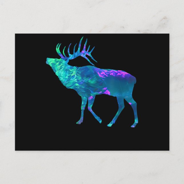 Carte Postale Cyan Blue Violet turquoise Elk Buck pour les cadea (Devant)