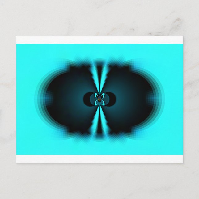Carte Postale Cyan et Black Abstrait Art Print (Devant)